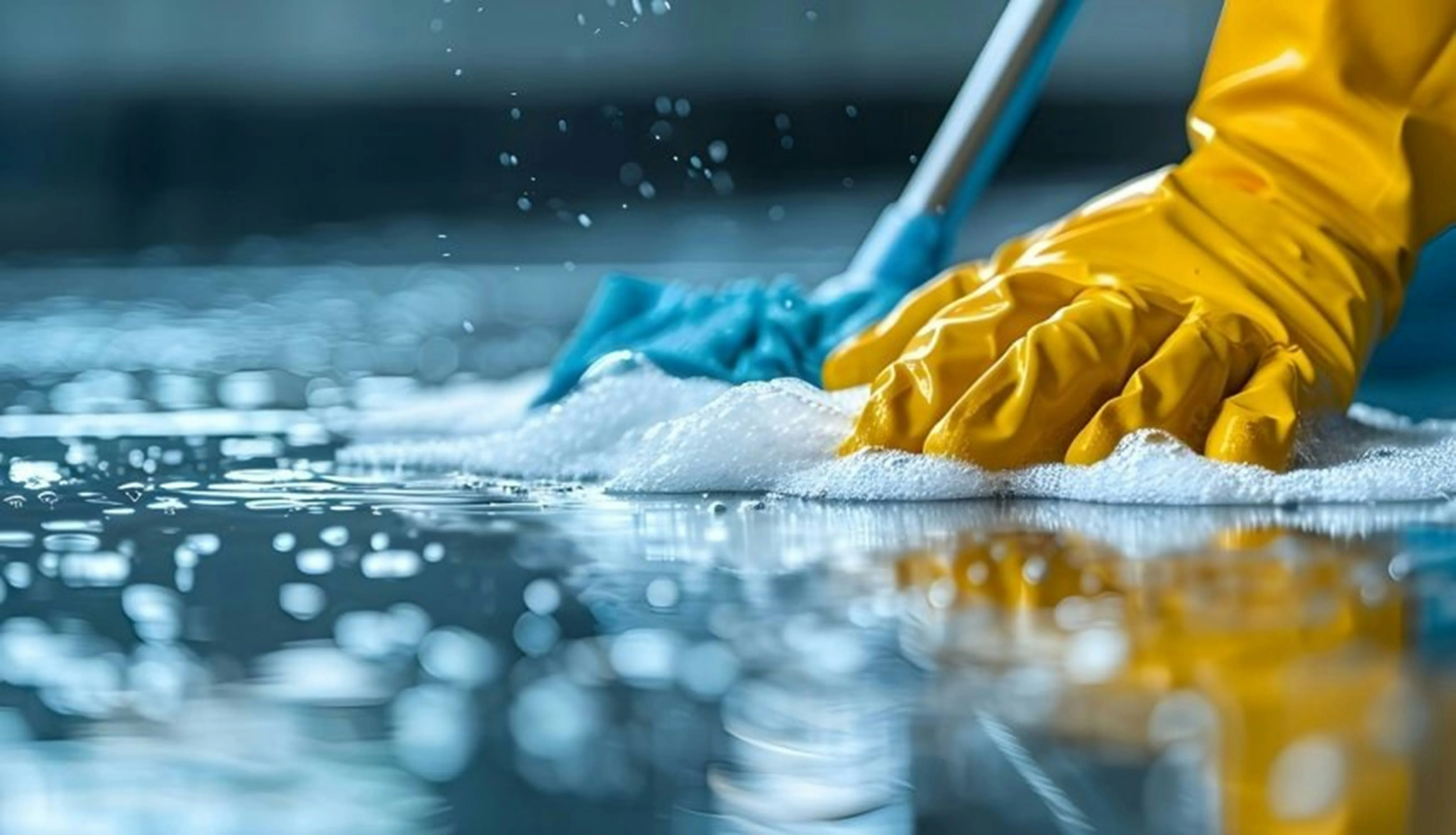 Professional cleaner sanitising a modern office workspace with eco-friendly cleaning products in Australia.